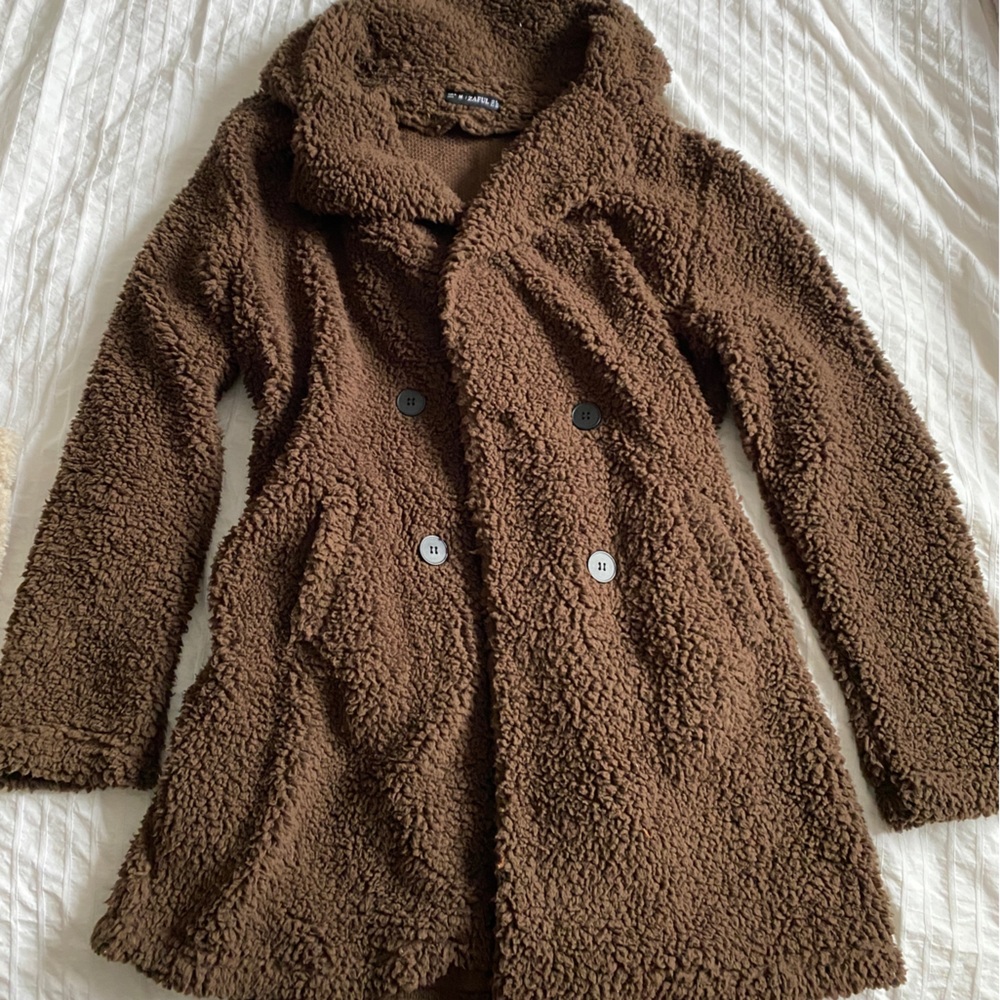 ZAFUL fluffy brown coat